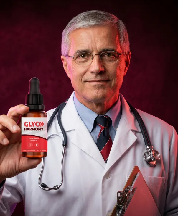 Doctor holding a bottle of Glyco Harmony